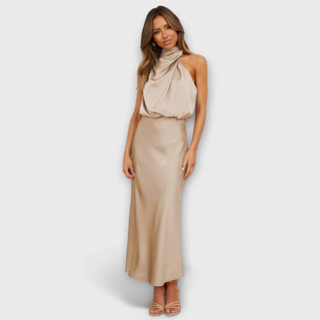 Κομψό Maxikleid με λαιμόκοψη σε καλοκαιρινό κίτρινο