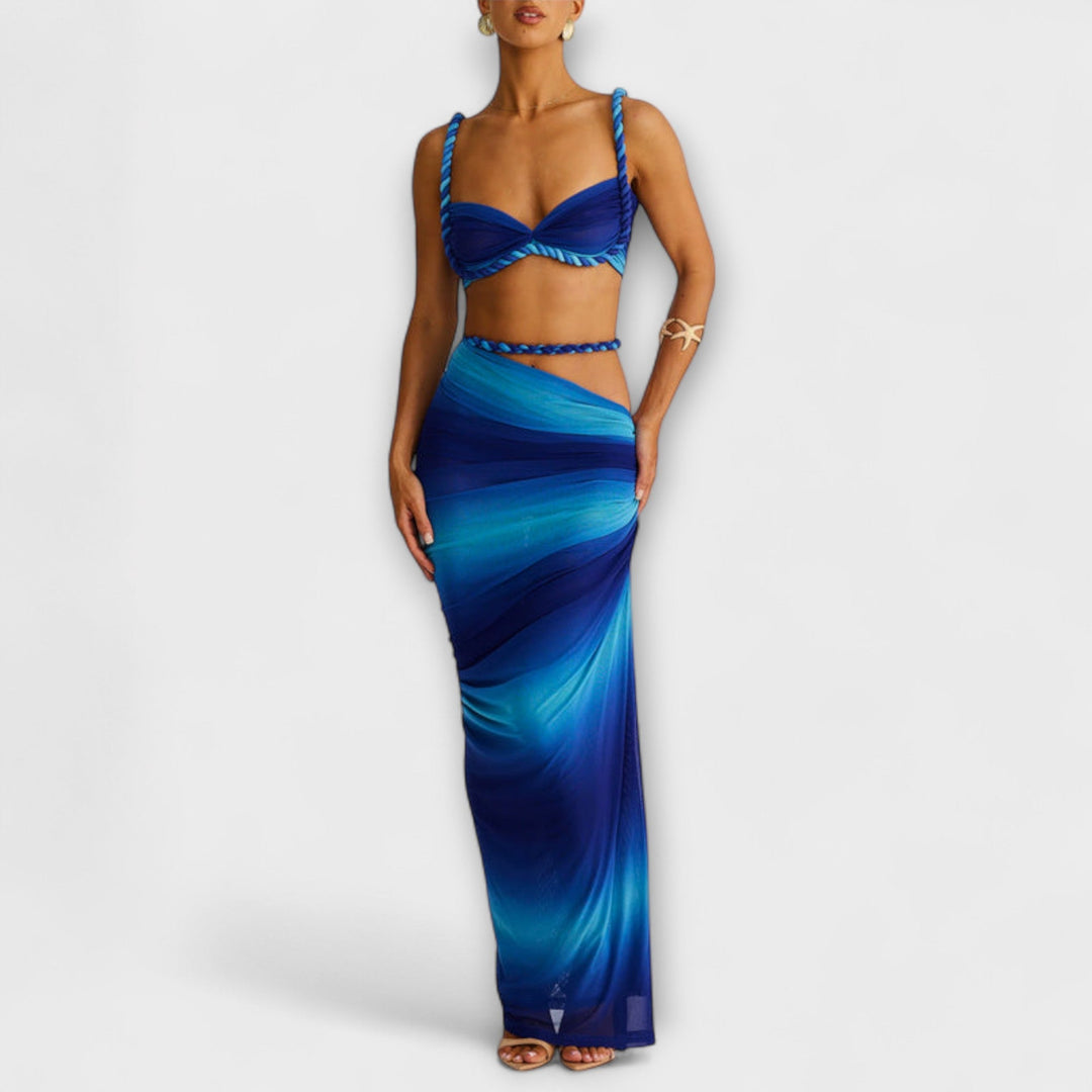 Τζέιν - Μοντέρνο Gradient Zopf Crop Top & Overskirt Duo