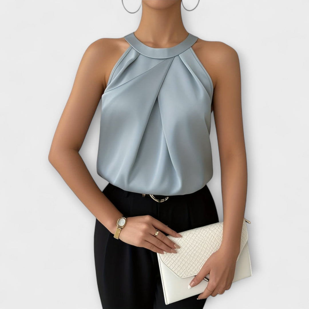 Skye - Κομψό σατέν τοπ με σχέδιο off-shoulder