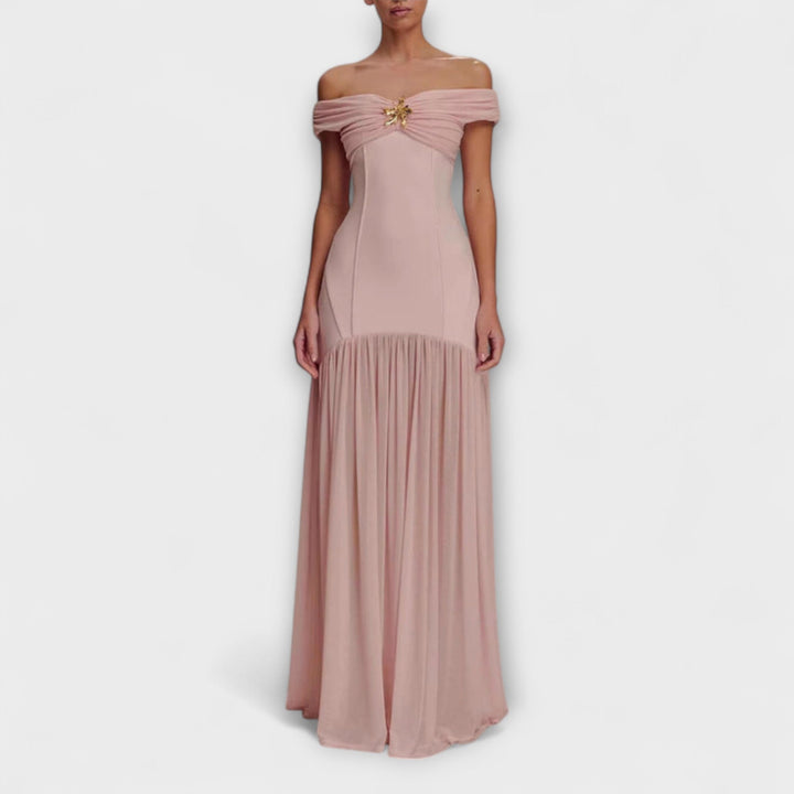 Maelie - Κομψό strapless Bodycon Maxikleid με λουλουδάτες διακοσμήσεις