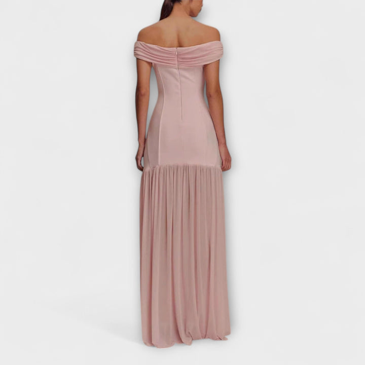 Maelie - Κομψό strapless Bodycon Maxikleid με λουλουδάτες διακοσμήσεις