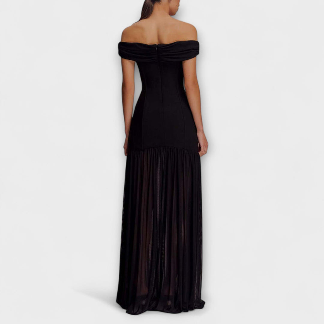 Maelie - Κομψό strapless Bodycon Maxikleid με λουλουδάτες διακοσμήσεις