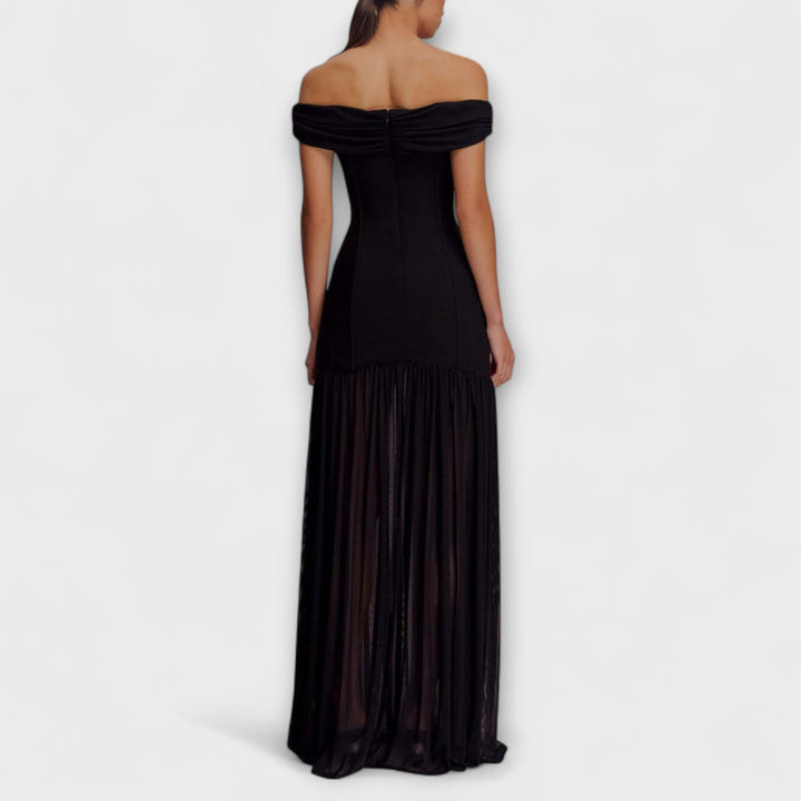 Maelie - Κομψό strapless Bodycon Maxikleid με λουλουδάτες διακοσμήσεις