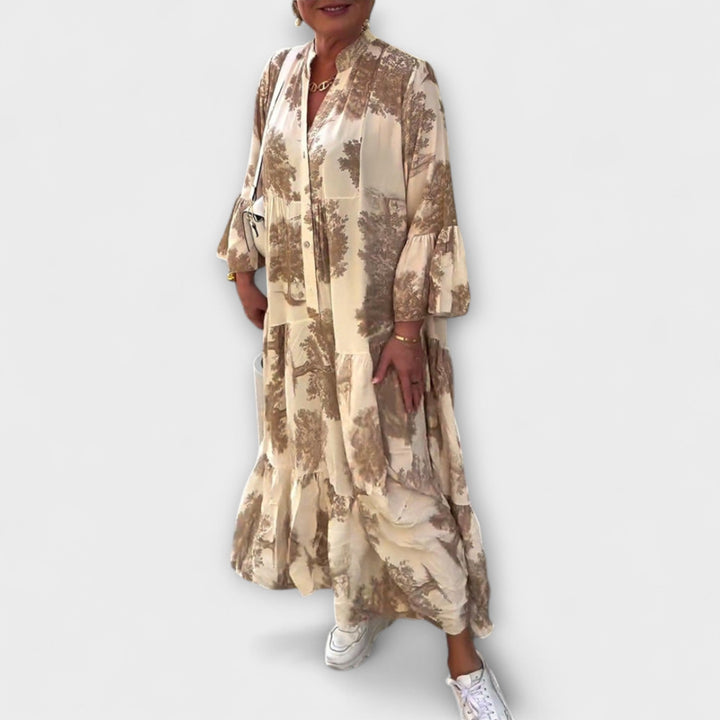 Νερίνα - Κομψό Floral-Maxi-Φόρεμα