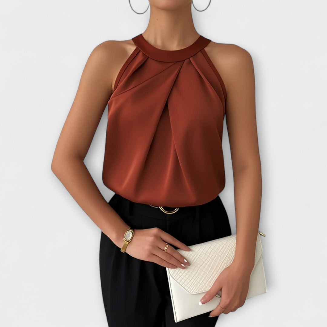Skye - Κομψό σατέν τοπ με σχέδιο off-shoulder