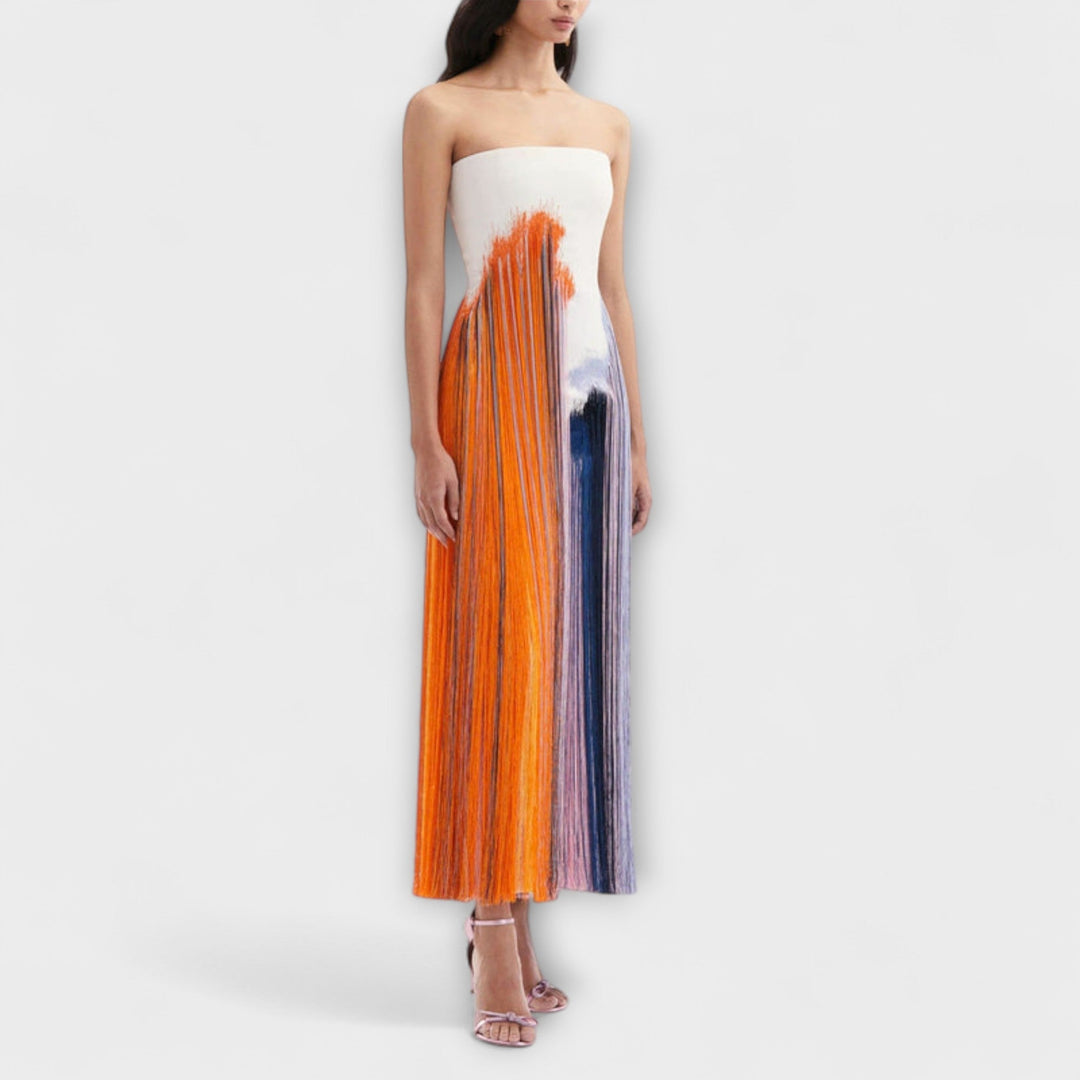 Καλοκαίρι - Στυλάτο φόρεμα colorblock με trendy φούντες