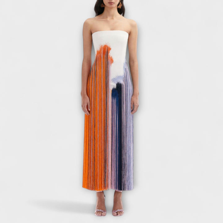 Καλοκαίρι - Στυλάτο φόρεμα colorblock με trendy φούντες