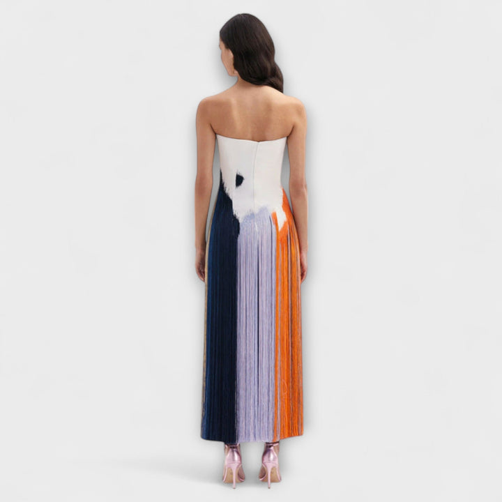 Καλοκαίρι - Στυλάτο φόρεμα colorblock με trendy φούντες