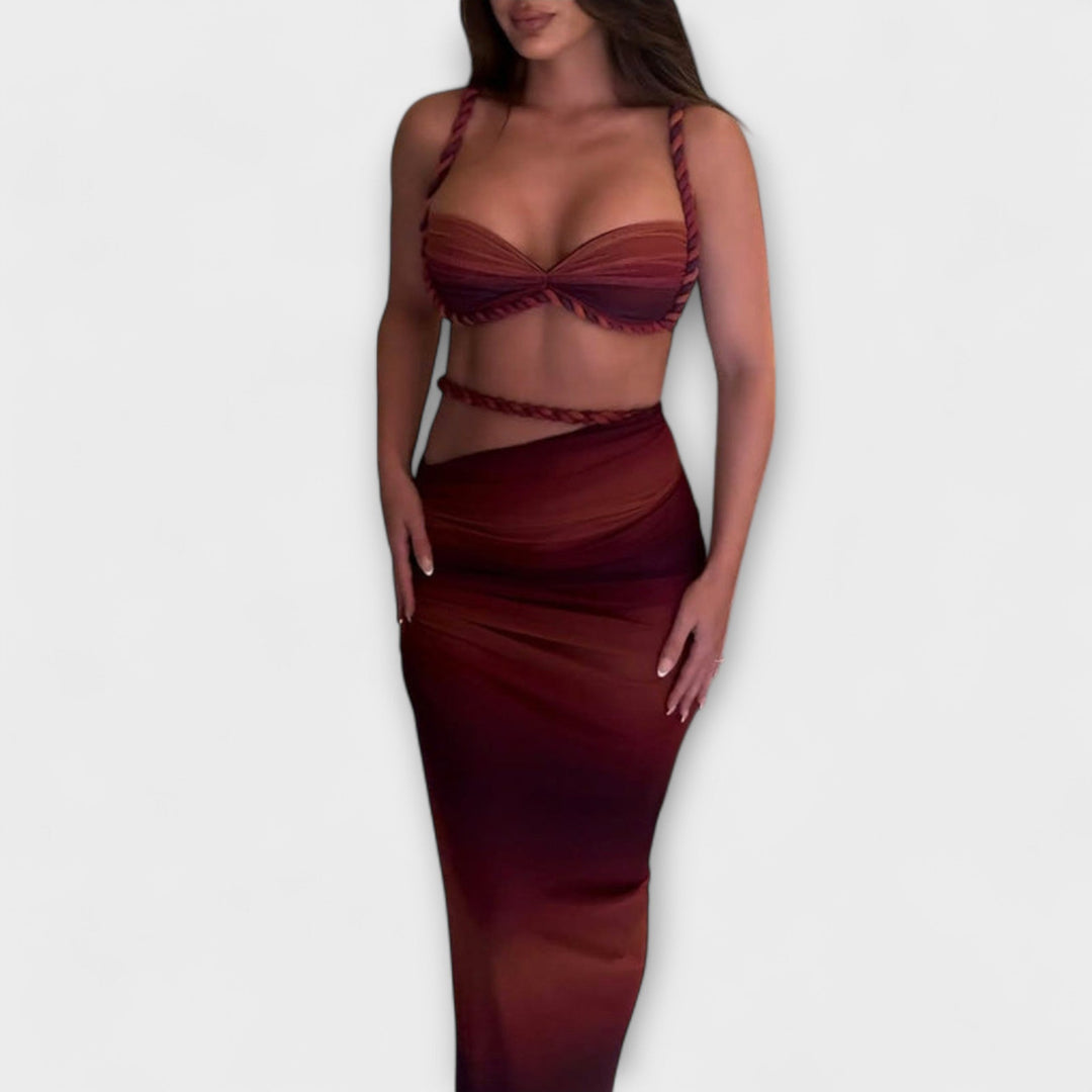 Τζέιν - Μοντέρνο Gradient Zopf Crop Top & Overskirt Duo