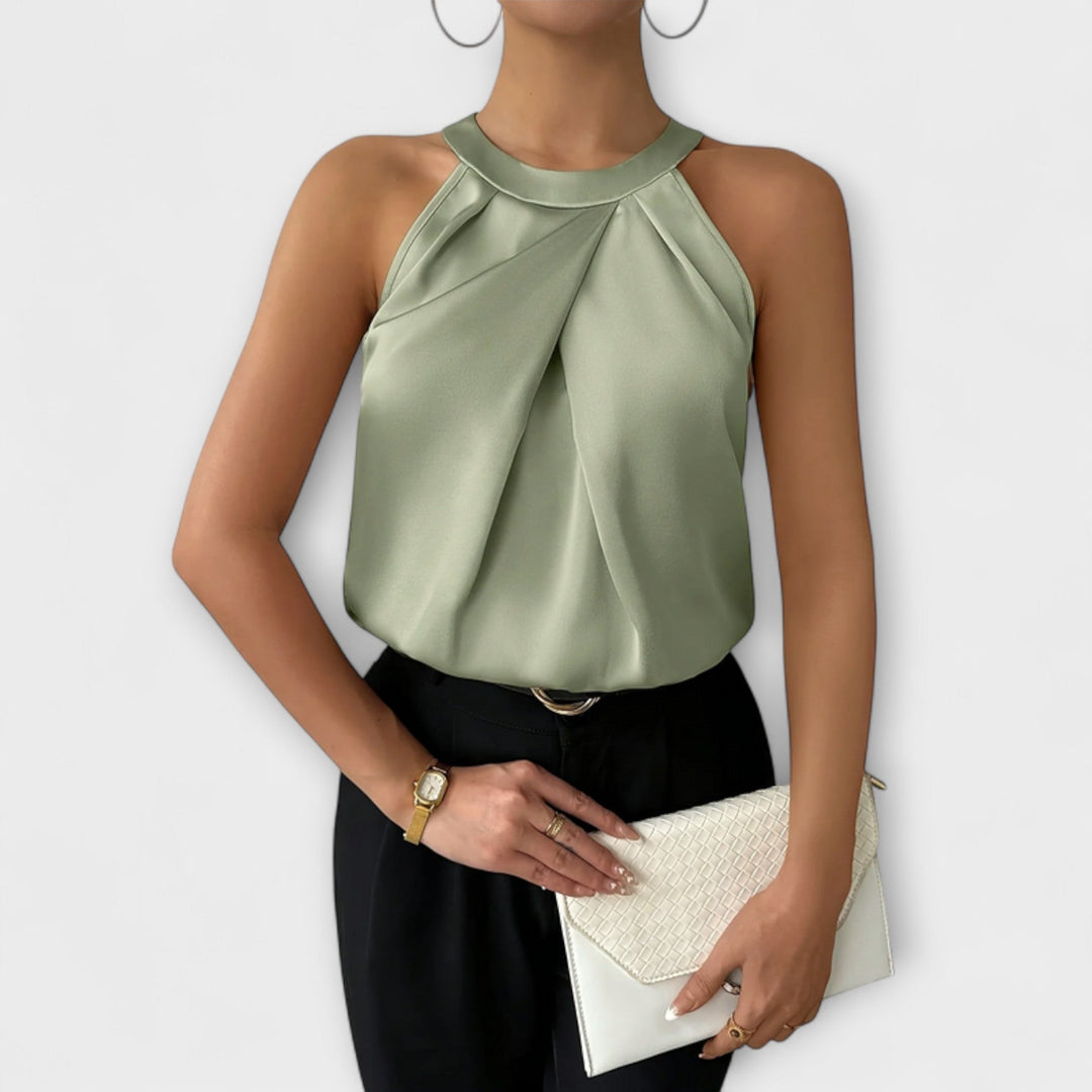 Skye - Κομψό σατέν τοπ με σχέδιο off-shoulder