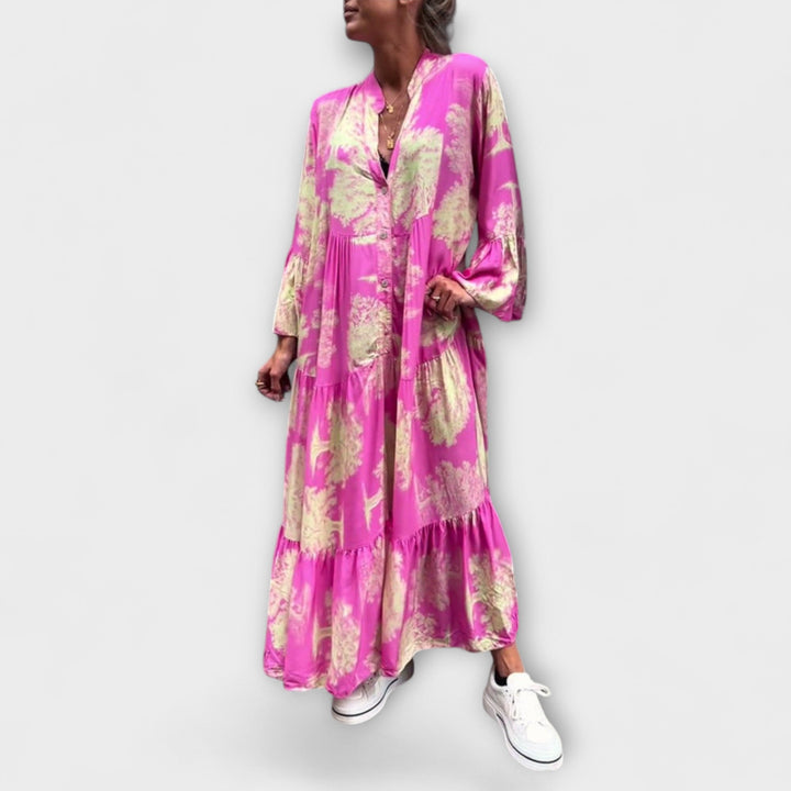 Νερίνα - Κομψό Floral-Maxi-Φόρεμα