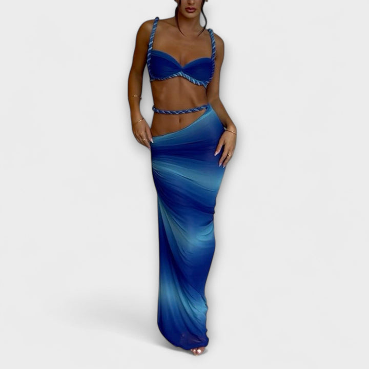 Τζέιν - Μοντέρνο Gradient Zopf Crop Top & Overskirt Duo