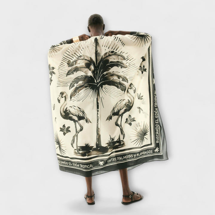 Μέλισσα - Extra-large Flamingo-Print Kaftan Maxi Φόρεμα