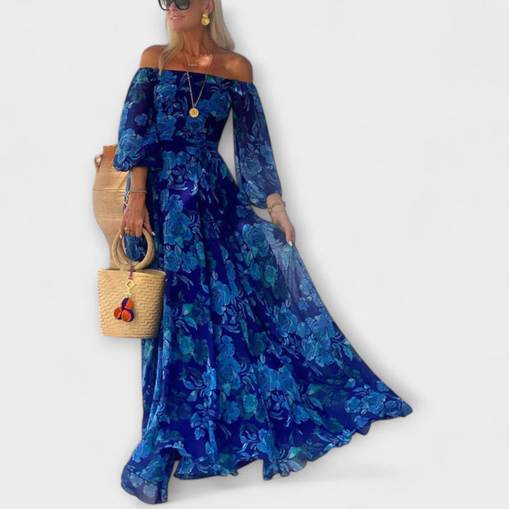 Juniper - Φλοράλ Off-Shoulder Σμακ Μαξιφόρεμα