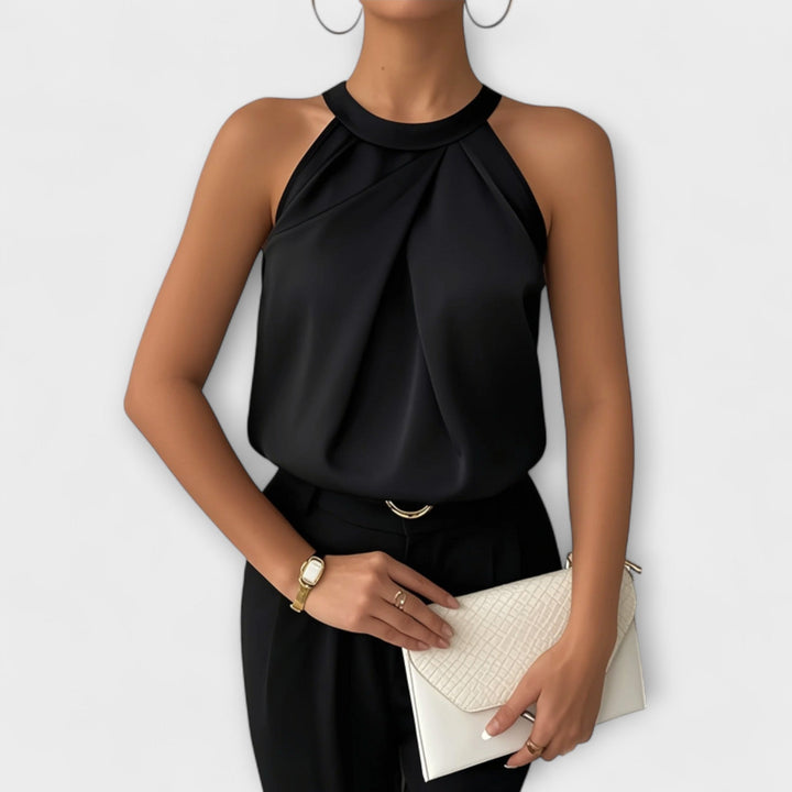 Skye - Κομψό σατέν τοπ με σχέδιο off-shoulder