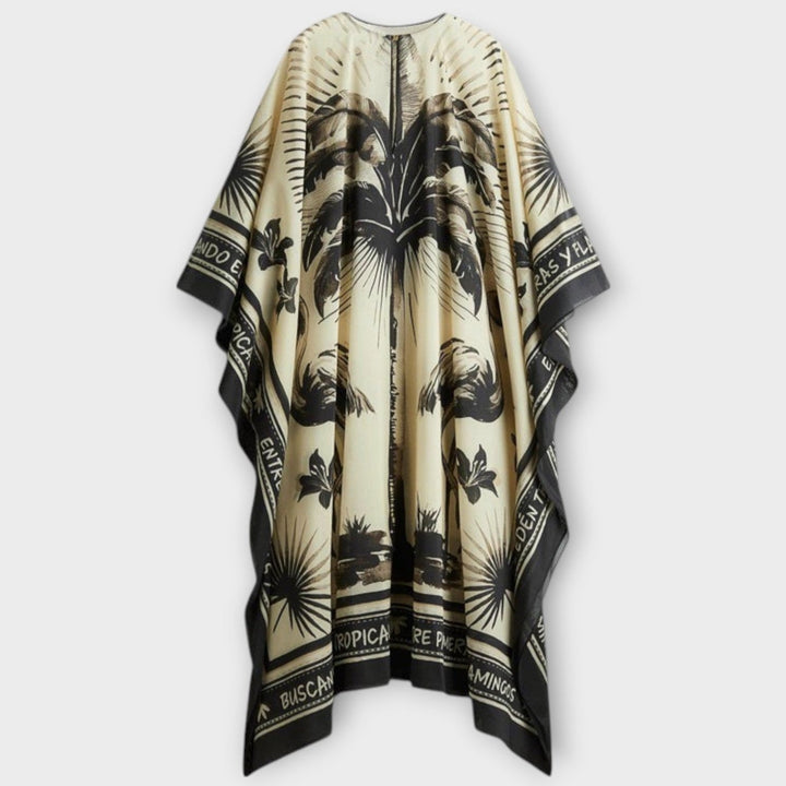 Μέλισσα - Extra-large Flamingo-Print Kaftan Maxi Φόρεμα