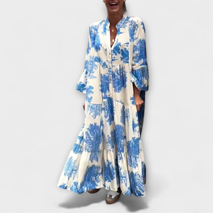 Νερίνα - Κομψό Floral-Maxi-Φόρεμα