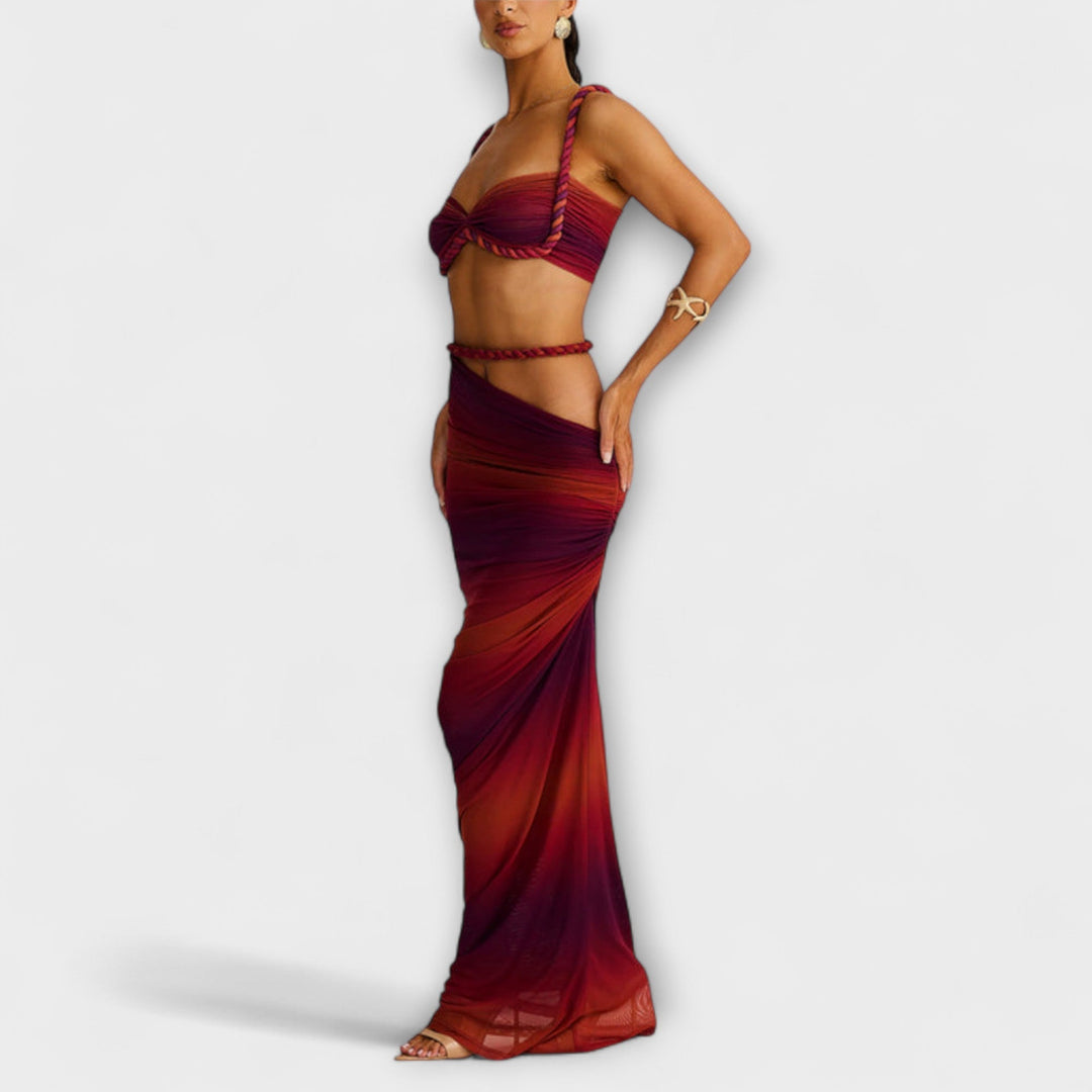 Τζέιν - Μοντέρνο Gradient Zopf Crop Top & Overskirt Duo
