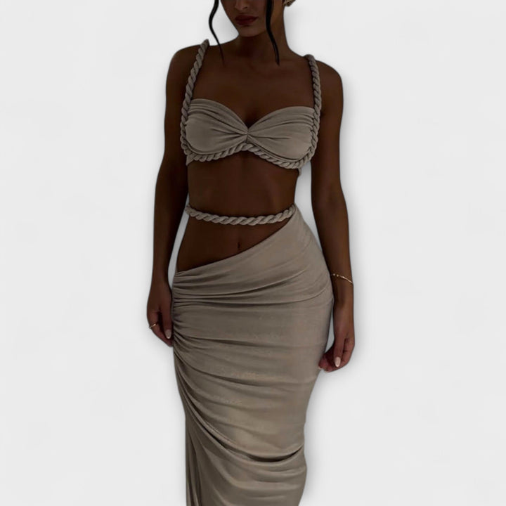 Τζέιν - Μοντέρνο Gradient Zopf Crop Top & Overskirt Duo