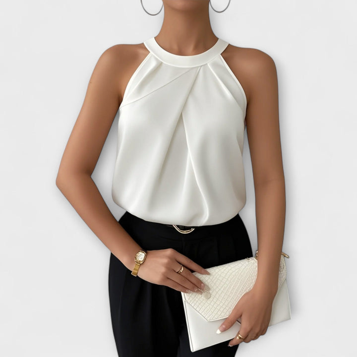 Skye - Κομψό σατέν τοπ με σχέδιο off-shoulder