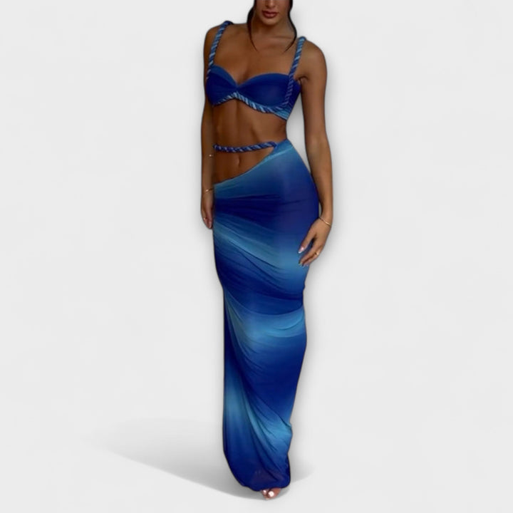 Τζέιν - Μοντέρνο Gradient Zopf Crop Top & Overskirt Duo