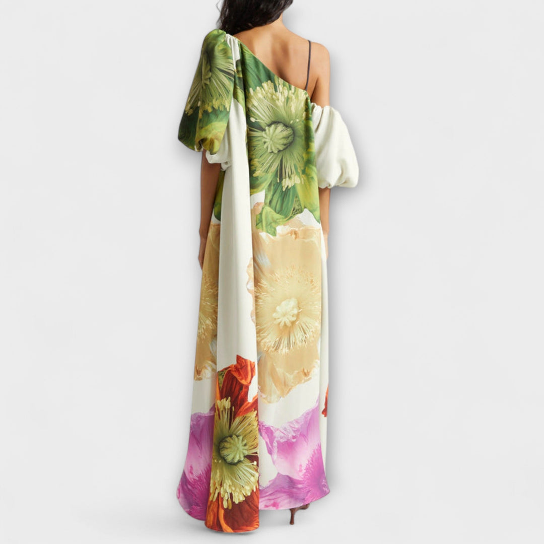 Μελωδία - Ασύμμετρο Floral-Maxikleid