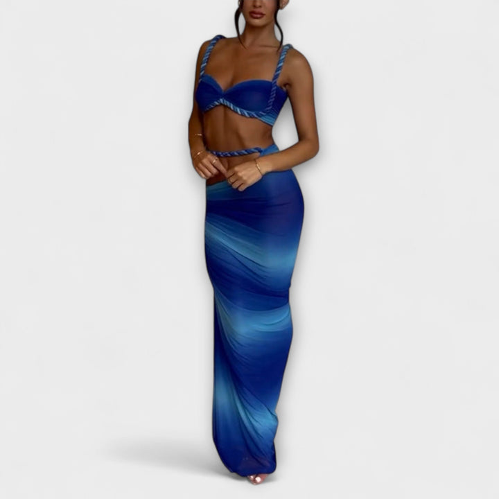 Τζέιν - Μοντέρνο Gradient Zopf Crop Top & Overskirt Duo
