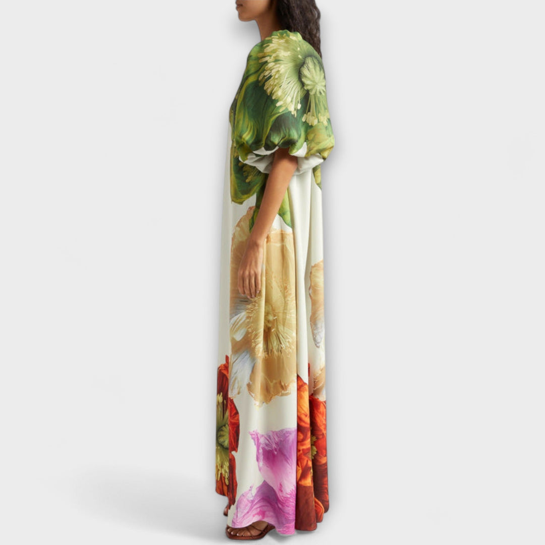 Μελωδία - Ασύμμετρο Floral-Maxikleid