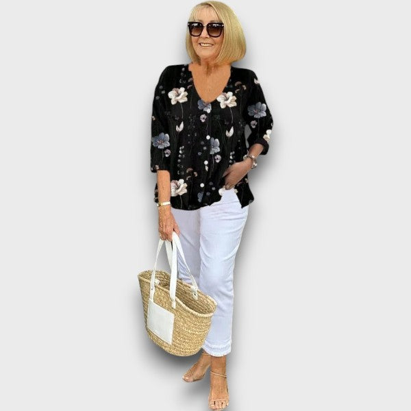 Joanne | Εκτυπωμένο Μπλουζάκι με Κουμπιά