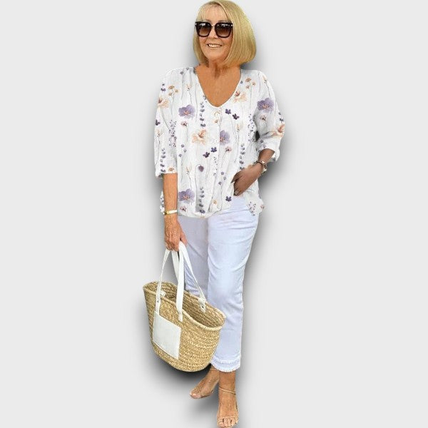 Joanne | Εκτυπωμένο Μπλουζάκι με Κουμπιά