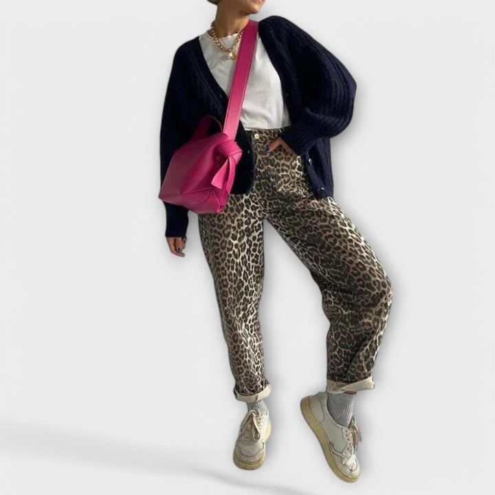 Chandra - Vintage Jeans με λεοπάρδαλη εκτύπωση