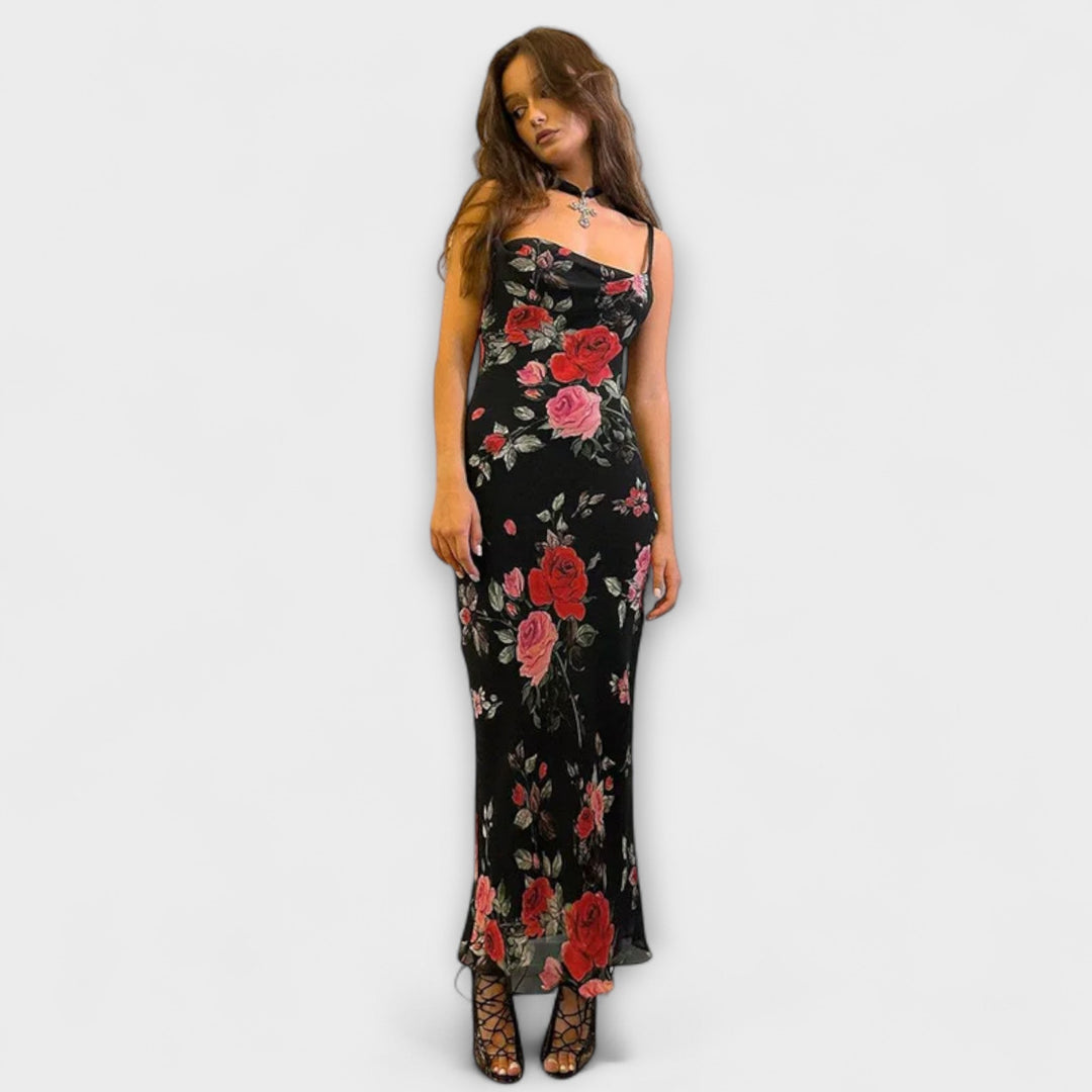 Φόρεμα Bodycon με σχέδιο λουλουδιών και τιράντες spaghetti