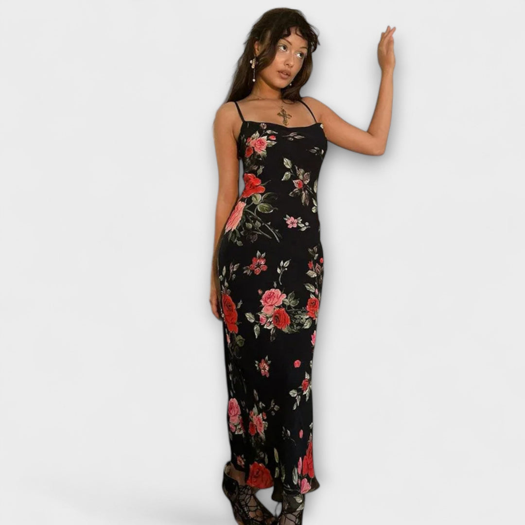 Φόρεμα Bodycon με σχέδιο λουλουδιών και τιράντες spaghetti