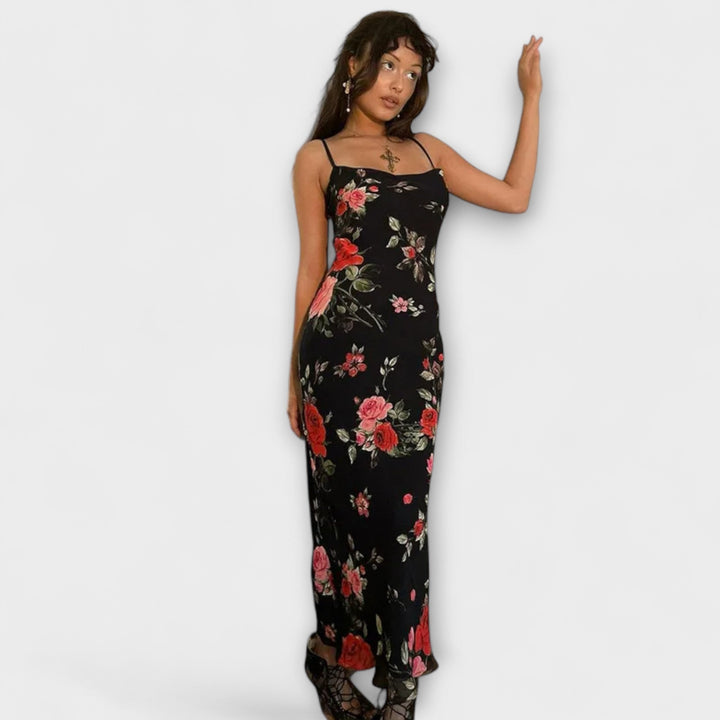 Φόρεμα Bodycon με σχέδιο λουλουδιών και τιράντες spaghetti