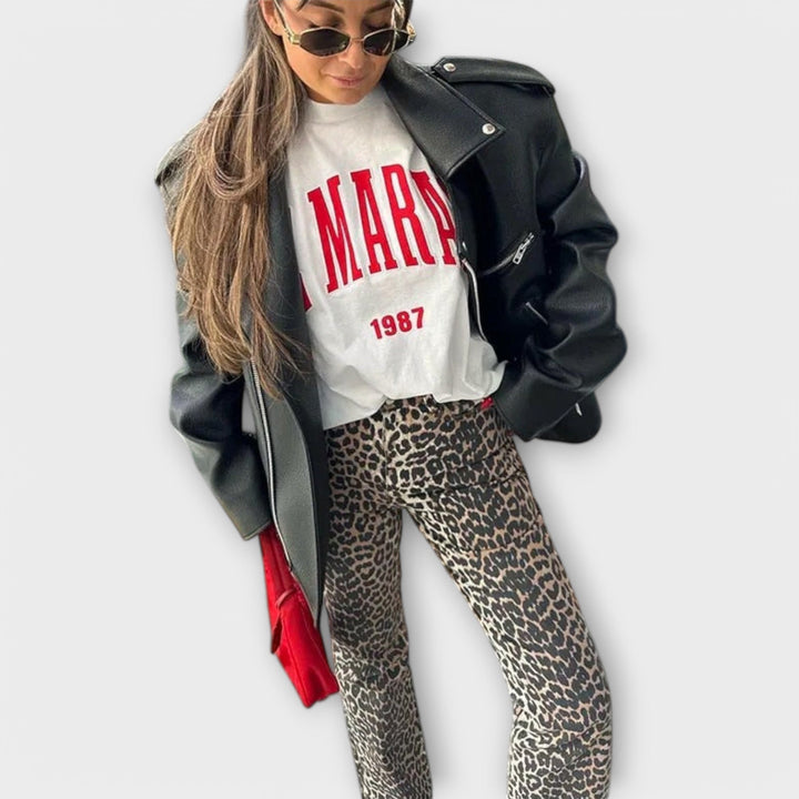 Chandra - Vintage Jeans με λεοπάρδαλη εκτύπωση