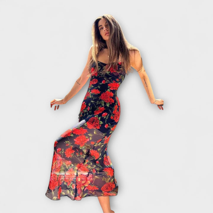 Φόρεμα Bodycon με σχέδιο λουλουδιών και τιράντες spaghetti