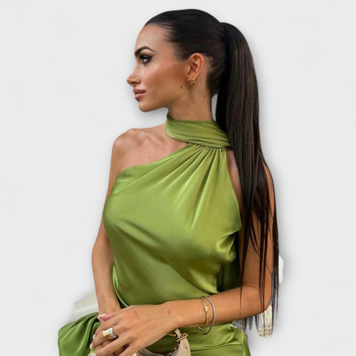 Κομψό Maxikleid με Ανοιχτούς Ώμους και Halter