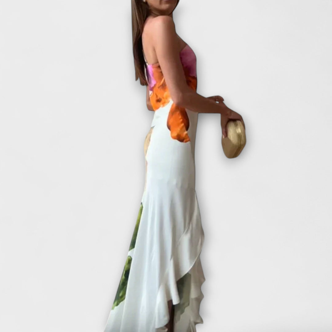 De Sapphire - Κομψό Patchwork Maxi Φόρεμα