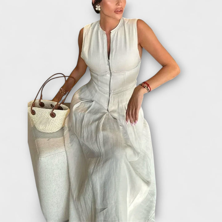 Αμάνικο Πλισέ Bodycon Midi Φόρεμα