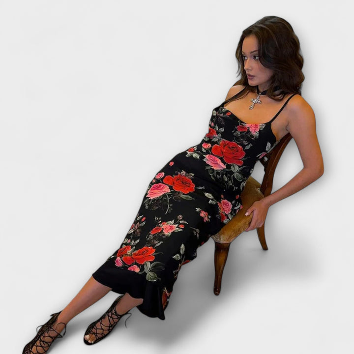 Φόρεμα Bodycon με σχέδιο λουλουδιών και τιράντες spaghetti