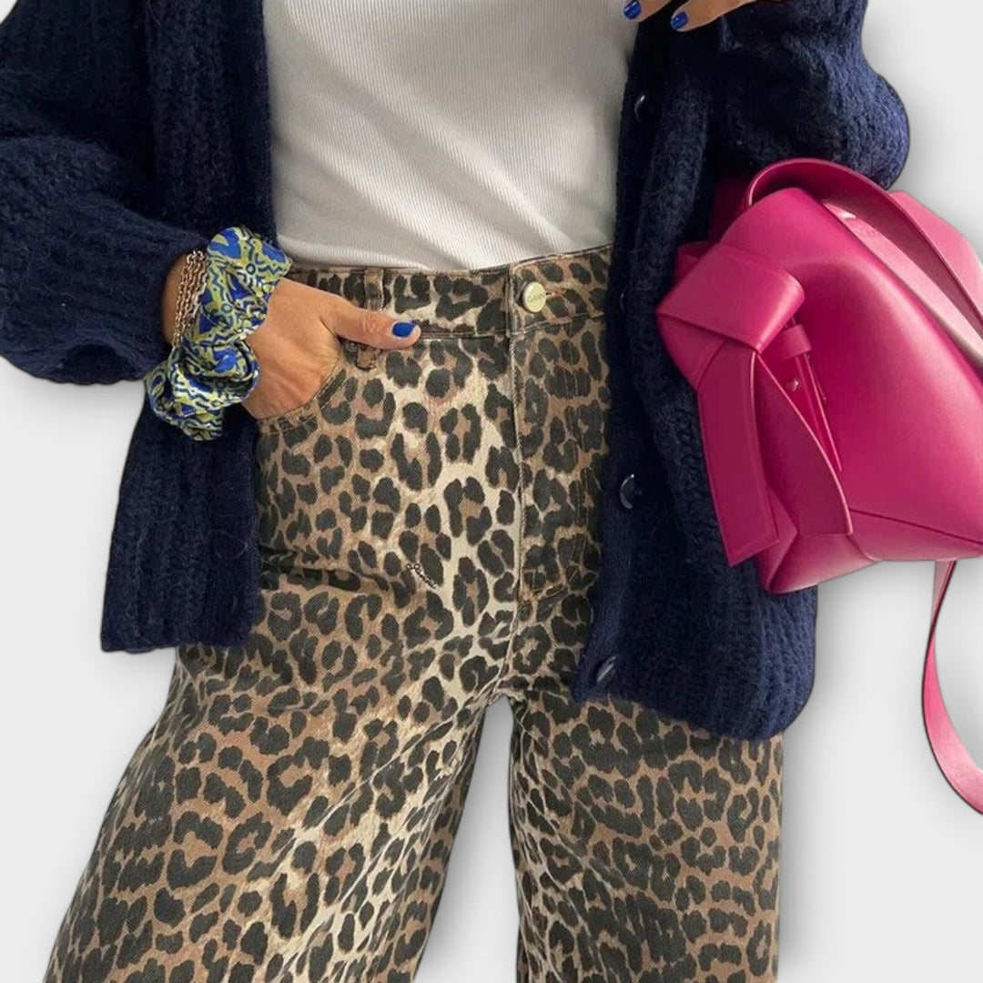 Chandra - Vintage Jeans με λεοπάρδαλη εκτύπωση