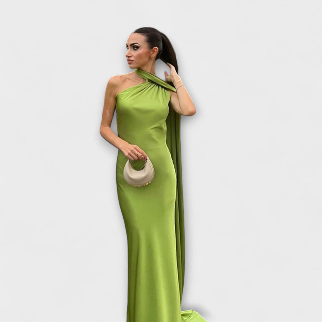 Κομψό Maxikleid με Ανοιχτούς Ώμους και Halter