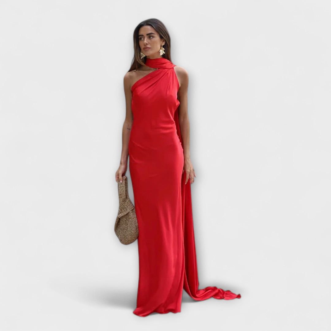 Κομψό Maxikleid με Ανοιχτούς Ώμους και Halter