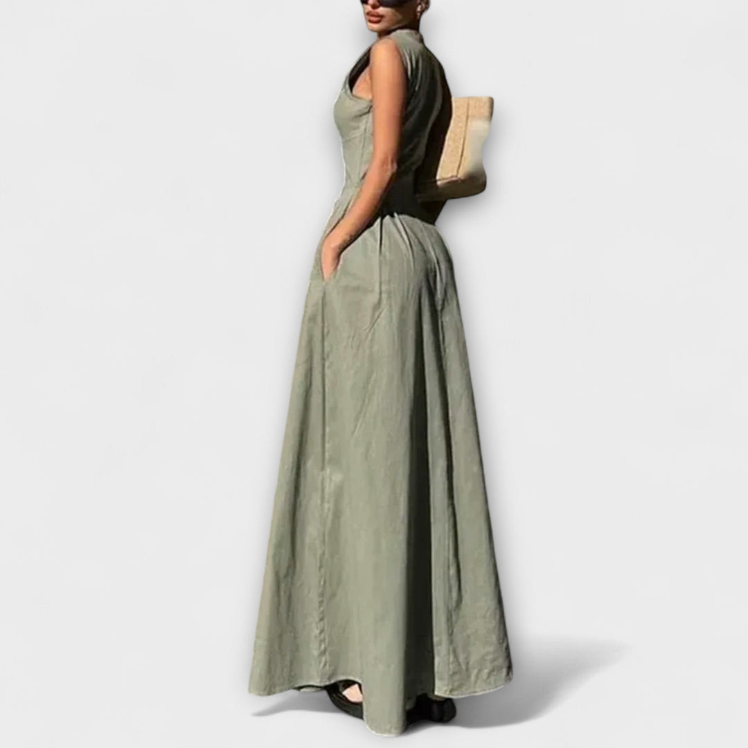 Αμάνικο Πλισέ Bodycon Midi Φόρεμα