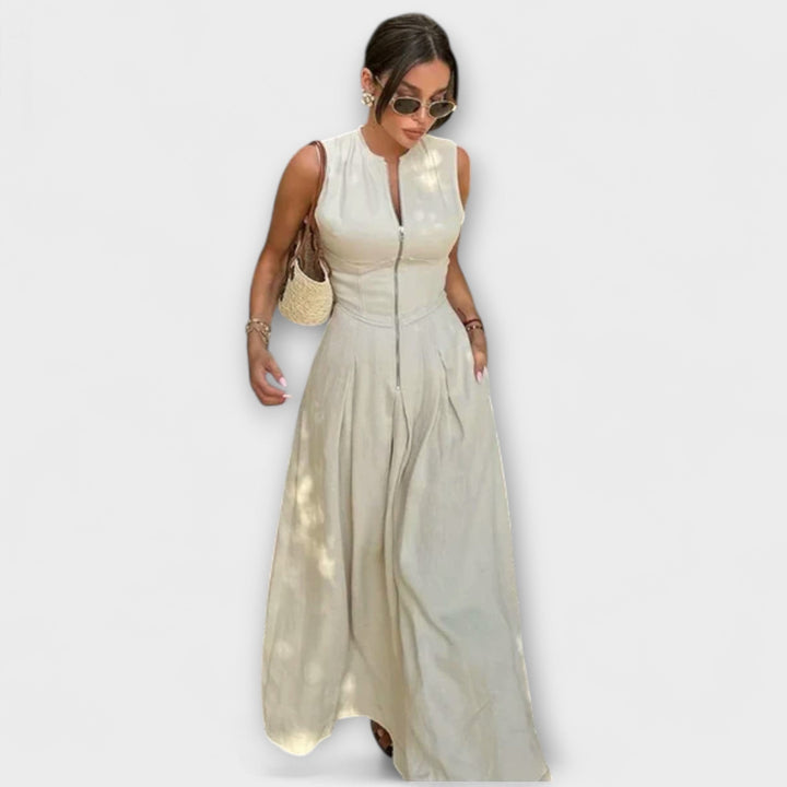 Αμάνικο Πλισέ Bodycon Midi Φόρεμα