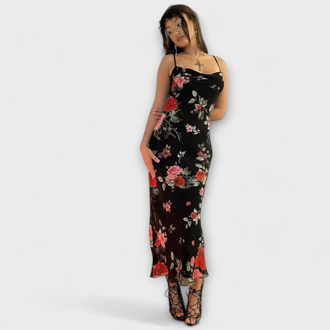 Φόρεμα Bodycon με σχέδιο λουλουδιών και τιράντες spaghetti