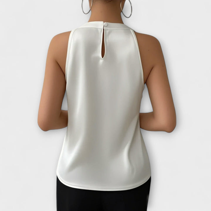 Skye - Κομψό σατέν τοπ με σχέδιο off-shoulder