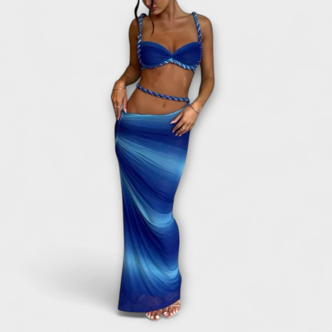 Τζέιν - Μοντέρνο Gradient Zopf Crop Top & Overskirt Duo
