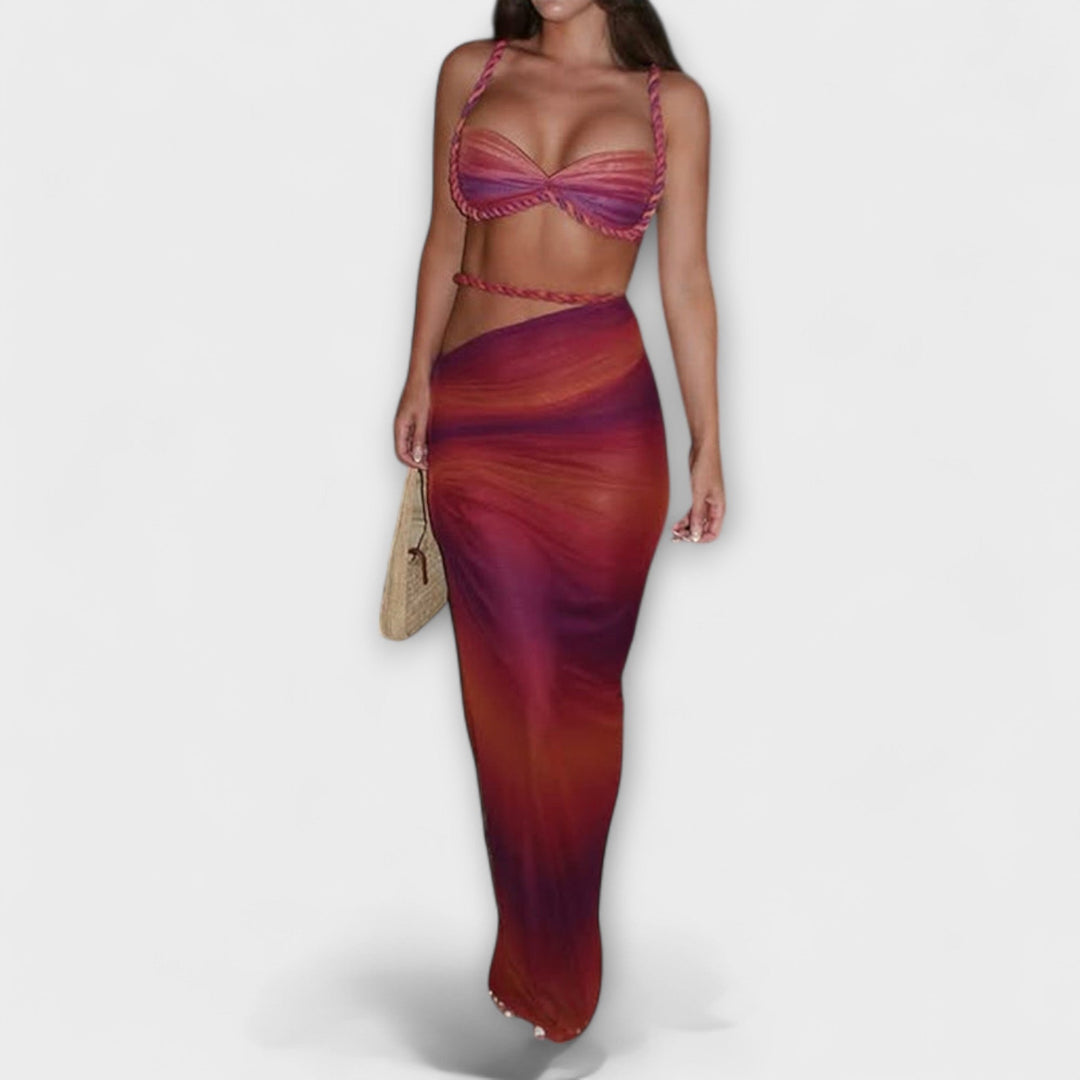 Τζέιν - Μοντέρνο Gradient Zopf Crop Top & Overskirt Duo