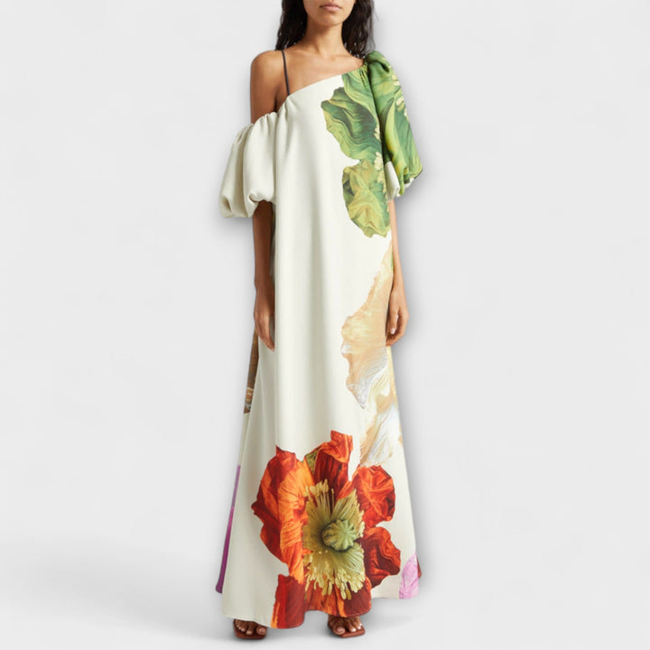 Μελωδία - Ασύμμετρο Floral-Maxikleid